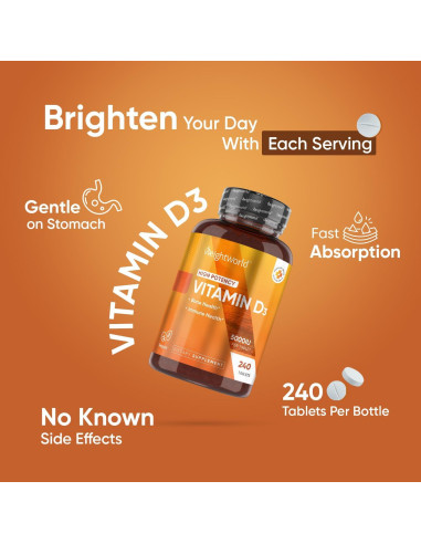 WeightWorld Vitamina D3 Vegana 5000 UI - 240 Tabletas Sin Gluten