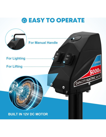 Gato Eléctrico Kohree 5000 kg para Remolque A-Frame