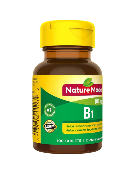 Nature Made Vitamina B1 100 mg - Suplemento Energético 100 Tabletas