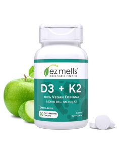 EZ Melts Vitaminas D3 K2 5000 UI Sin Azúcar 90 Tabletas