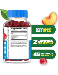 Gomitas de Vitamina B12 Lifeable Sin Azúcar 1000 mcg 90 Unidades 2