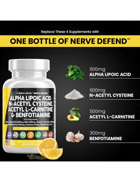 Suplemento Nerve Defend 90 Cápsulas Clean Nutraceuticals Suplemento Nerve Defend 90 Cápsulas Clean Nutraceuticals