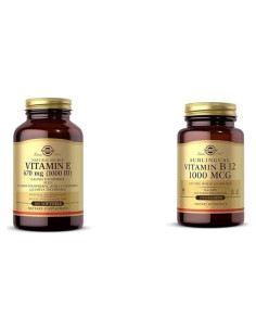 Solgar Vitamina E 670 mg y B12 1000 mcg, 100 Gelatinas y 250 Nuggets