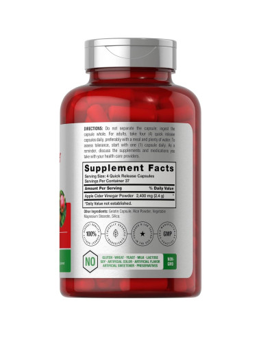 Cápsulas de Vinagre de Sidra de Manzana Horbach 2400mg 150 Unidades