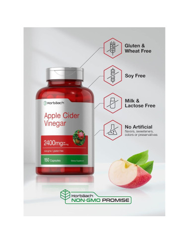 Cápsulas de Vinagre de Sidra de Manzana Horbach 2400mg 150 Unidades