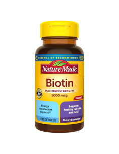 Biotina 5000 mcg Nature Made 120 Gelatinas Blandas Salud Cabello Piel Uñas