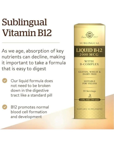 Solgar B-12 Líquido Sublingual 2000 mcg Vegano 60 ml