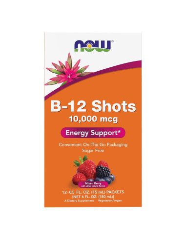 NOW Foods B-12 10,000 mcg Shots 12 unidades Mezcla Baya