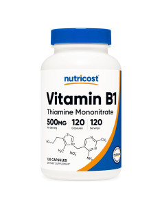 Vitamina B1 (Tiamina) 500mg Nutricost - 120 Cápsulas