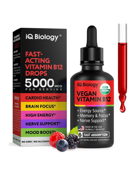 Vitamina B12 Líquida Sublingual IQ Biology 5000mcg 60ml
