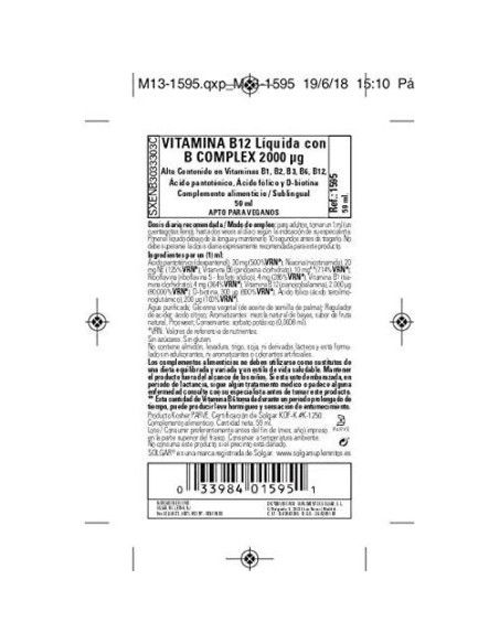 Solgar B-12 Líquido Sublingual 2000 mcg 59 ml - Vegano