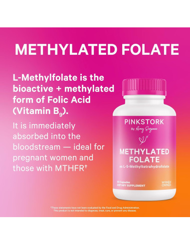 Pink Stork Folato Metilado 60 Cápsulas - Ácido Fólico Natural