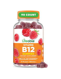 Gomitas de Vitamina B12 Lifeable 1000 mcg Sabor Frambuesa 90 Unidades