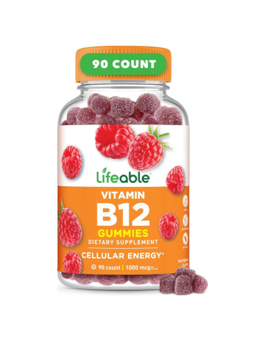 Gomitas de Vitamina B12 Lifeable 1000 mcg Sabor Frambuesa 90 Unidades