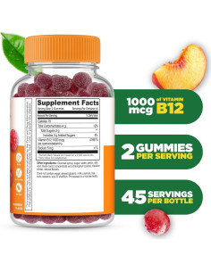 Gomitas de Vitamina B12 Lifeable 1000 mcg Sabor Frambuesa 90 Unidades 2