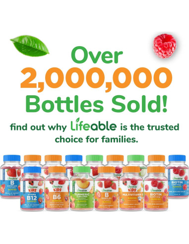 Gomitas de Vitamina B12 Lifeable 1000 mcg Sabor Frambuesa 90 Unidades