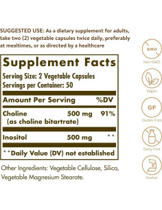 Solgar Colina e Inositol 500 mg - 100 Cápsulas Vegetales 2