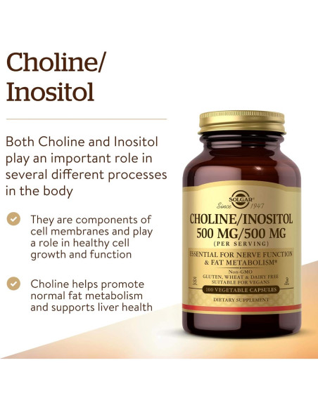 Solgar Colina e Inositol 500 mg - 100 Cápsulas Vegetales