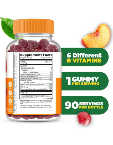 Gomitas de Vitamina B Complejo Lifeable 90 Unidades Veganas