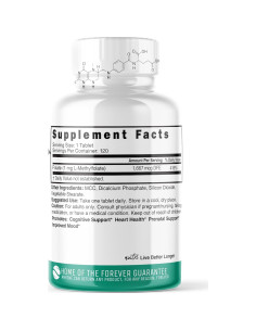 Suplemento de Folato Metilado Nutri 5-MTHF 1MG 120 Tabletas Veganas 2