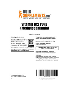 Polvo de Vitamina B12 Metilcobalamina Pura BulkSupplements 10g 2
