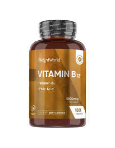 Vitamina B12 5000 mcg WeightWorld - 180 Tabletas Veganas