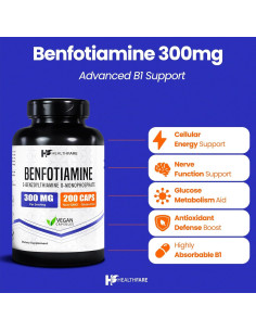 Benfotiamina 300mg - 200 Cápsulas Veganas - Salud General 2