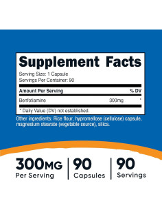 Nutricost Benfotiamina 300mg - 90 Cápsulas Vegetarianas Sin Gluten 2