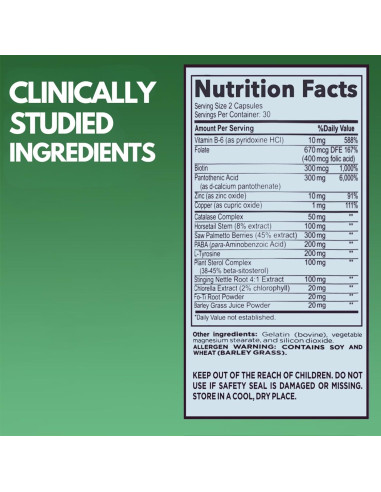 Suplemento Antienvejecimiento Cabello Gris Rescindir 60 Cápsulas