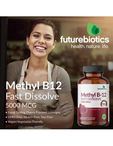 Futurebiotics Methyl B12 5000 MCG Vitamina B12 Sabor Cereza 60 Pastillas