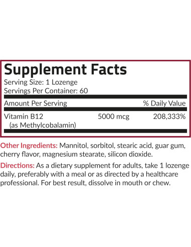 Futurebiotics Methyl B12 5000 MCG Vitamina B12 Sabor Cereza 60 Pastillas