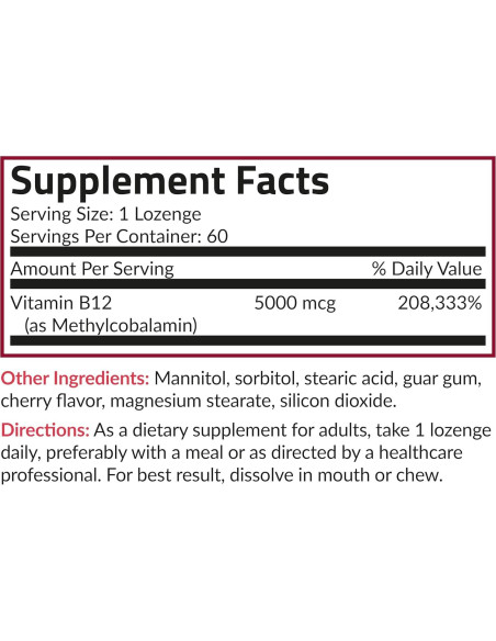 Futurebiotics Methyl B12 5000 MCG Vitamina B12 Sabor Cereza 60 Pastillas Futurebiotics Methyl B12 5000 MCG Vitamina B12 Sabor Cereza 60 Pastillas