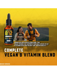 Gotas Líquidas de Vitamina B12 5000 mcg BASIC GREENS - 118.29 ml 2