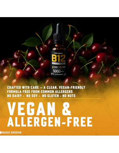 Gotas Líquidas de Vitamina B12 5000 mcg BASIC GREENS - 118.29 ml