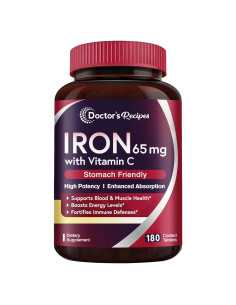 Suplemento de Hierro Recetas del Doctor 65 mg + Vitamina C 180 Tabletas