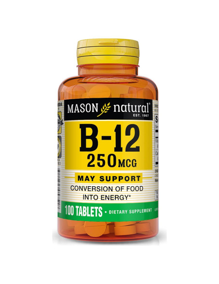 Vitamina B12 250 mcg Mason Natural - 100 Tabletas Energía Vitamina B12 250 mcg Mason Natural - 100 Tabletas Energía