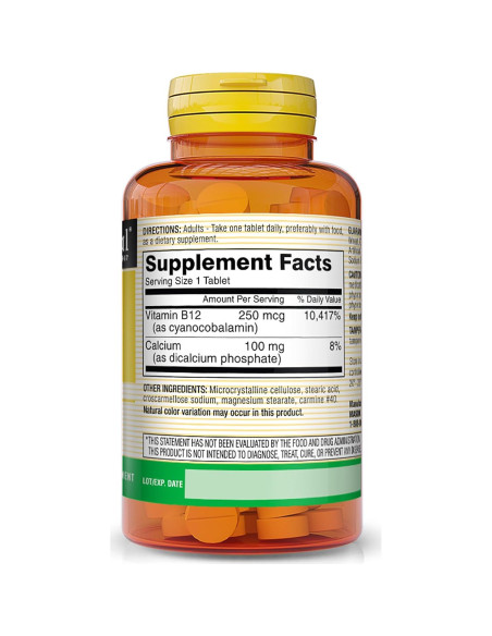 Vitamina B12 250 mcg Mason Natural - 100 Tabletas Energía Vitamina B12 250 mcg Mason Natural - 100 Tabletas Energía