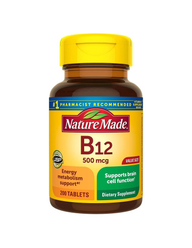 Vitamina B12 500 mcg Nature Made 200 Tabletas - Paquete Doble