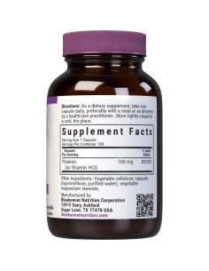 Vitamina B1 100 mg Bluebonnet - Tiamina HCl Vegana 100 Cápsulas 2