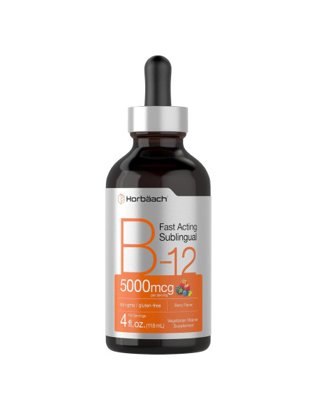 Suplemento de Vitamina B12 Horbaach 5000 mcg Gotas Líquidas Sabor Baya Suplemento de Vitamina B12 Horbaach 5000 mcg Gotas Líquidas Sabor Baya