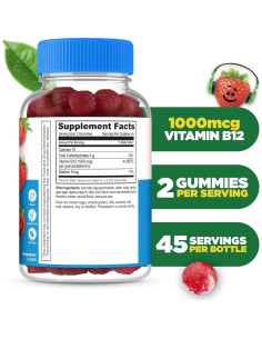 Gomitas de Vitamina B12 Sin Azúcar Lifeable 1000 mcg 90 Unidades 2