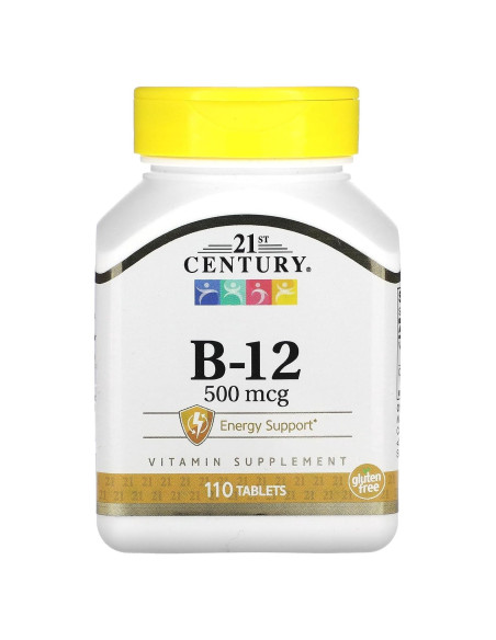 Vitamina B-12 Cianocobalamina Siglo 21 500 mcg 110 Tabletas Vitamina B-12 Cianocobalamina Siglo 21 500 mcg 110 Tabletas