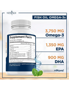Aceite de Pescado Omega 3 New Age 3750 mg 180 Cápsulas 2