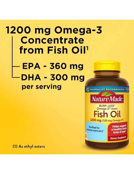 Nature Made Omega 3 Aceite de Pescado 1200mg EPA DHA 120 Cápsulas
