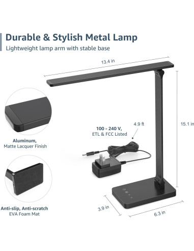 Lámpara de Escritorio LED Lepro con USB Dimmable 3 Modos