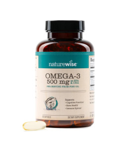 NatureWise Omega 3 Aceite de Pescado 500mg - 90 Cápsulas Blandas