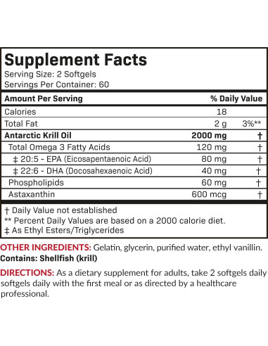 Aceite de Kril Antártico Futurebiotics 2000mg Omega-3 120 Softgels