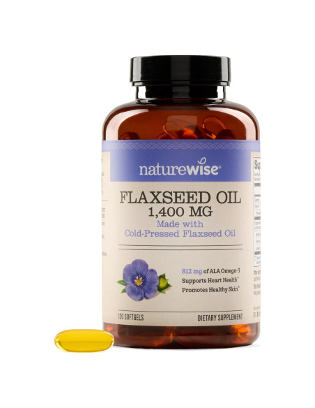 NatureWise Aceite de Semilla de Lino 1400 mg - Omega 3 ALA 812 mg