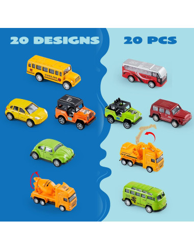 Set de 20 Coches de Metal a Fricción Joyin para Niños