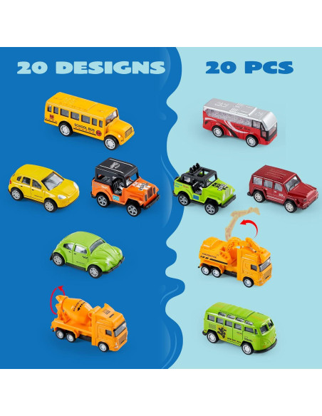Set de 20 Coches de Metal a Fricción Joyin para Niños
